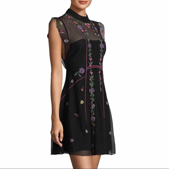 Free People Dresses & Skirts - Free People Black Riviera Mini Mesh Dress